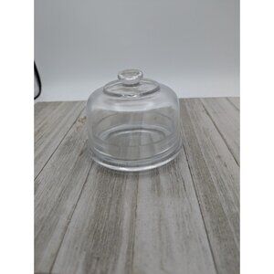 Small Cheese Pate Serving Dish with Dome Lid Clear Glass 3-1/4" x 4-1/2 Taiwan